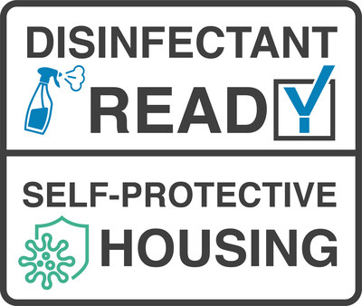 Disinfectant ready and self-protective housing graphic