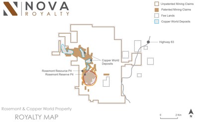 Map of the Copper World and Rosemont properties (CNW Group/Nova Royalty Corp.)