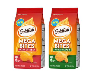 Goldfish® introduces new Mega Bites: a bigger, bolder, cheesier reboot of the classic snack.