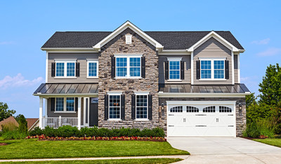 Richmond American’s new Presley model at Walnut Reserve in Owings Mills, Maryland, offers abundant curb appeal.