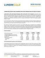 LUNDIN GOLD ACHIEVES COMPLETION MILESTONE UNDER ITS PROJECT FINANCE DEBT (CNW Group/Lundin Gold Inc.)