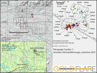 GOLDFLARE : UNE NOUVELLE DÉCOUVERTE SUR SYÉNITE CONDOR (ABITIBI) (Groupe CNW/Exploration Goldflare Inc.)