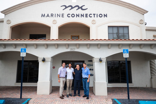 Marine Connection has acquired Boaters Exchange with two Central Florida locations. Co-owners Danny Goldenberg and John Kutuk, center, are flanked by Boaters Exchange minority owners Jerry Butz, left and Paul Berube, right.