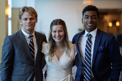 Left to right: Isaiah "Izzy" Branam, Emma Hamilton and Krishna Thiru, pictured at the Innovate WithIN State Finals