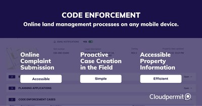 Cloudpermit’s Code Enforcement solution enables online land management processes on any mobile device with online complaint submission, proactive case creation in the field, and accessible property information.