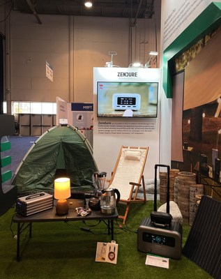 The primary focus of Zendure's camping-themed booth was showing off SuperBase Pro 2000, a power station that raised over $1.3 million USD in a recent fundraising campaign.