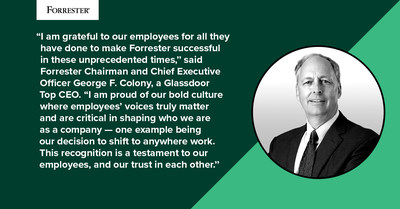 Forrester Chairman and Chief Executive Officer George F. Colony, a Glassdoor Top CEO