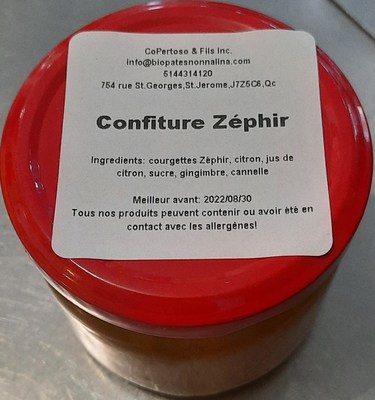 Confiture Zéphir (Groupe CNW/Ministère de l'Agriculture, des Pêcheries et de l'Alimentation) Confiture Zéphir (Groupe CNW/Ministère de l'Agriculture, des Pêcheries et de l'Alimentation)