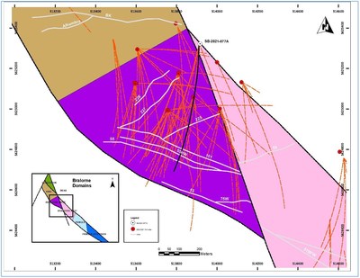 Figure 1: SB-2021-077A hole location within the Bralorne West Block. (CNW Group/Talisker Resources Ltd)
