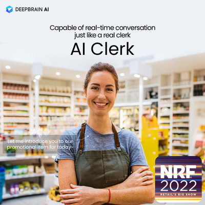 Concept image of an AI Clerk greeting a customer in an off-line store.