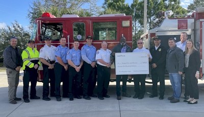 Representatives from Tampa Fire Rescue received a grant award from Motiva on Jan. 12, 2022, to upgrade existing marine firefighting capabilities.