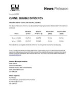 CU INC. ELIGIBLE DIVIDENDS (CNW Group/CU Inc.)