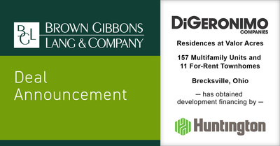 Brown Gibbons Lang & Company (BGL) is pleased to announce the financial closing of the for-rent phase at Residences at Valor Acres, the first component of a larger mixed-use development at Valor Acres in Brecksville, Ohio. BGL's Real Estate Advisors team served as the exclusive financial advisor to the DiGeronimo Companies in the transaction.
