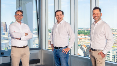 EMnify co-founders Martin Giess, Frank Stoecker, Alex Schebler (from left to right) in the EMnify Berlin office.