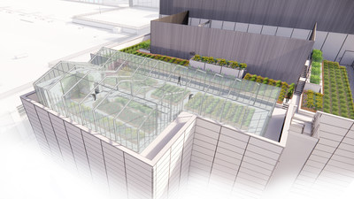Rendering of Rooftop Greenhouse at Equinix PA10 International Business Exchange (IBX) in Paris, France