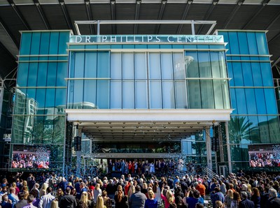 Confetti flies at the grand opening of acoustically perfect Steinmetz Hall, that completes the original design of the $613 million downtown Orlando performing arts center on Friday, Jan. 14, 2022. (Roberto Gonzalez/AP Images for Dr. Phillips Center for the Performing Arts)