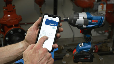 The new Bosch® GDS18V-770C PROFACTOR™ 18V connected-ready 3/4-inch impact wrench allows users to link the tool to the Bosch Toolbox App to customize settings and receive detailed tool feedback in real time.