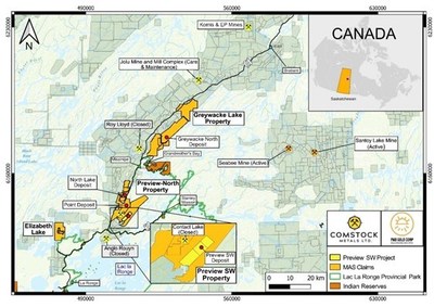 Figure 1: MAS Gold Corp. and Comstock Metals Ltd. claim holdings, La Ronge Gold Belt, Saskatchewan (CNW Group/MAS Gold Corp)