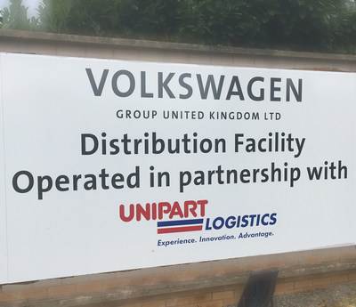 Volkswagen Group and Unipart Logistics distribution centre sign