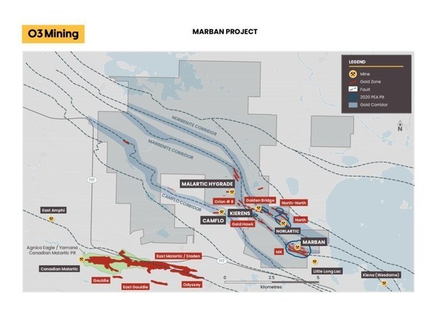 Figure 2 : Survol du projet Marban (Groupe CNW/O3 Mining Inc.)