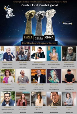 Reaching a milestone, the Craft Beer Marketing Awards (CBMAS) expands its worldwide judges panel to include over 500 industry professionals from 24 countries. Well-known Judges include Ralph Steadman, David Carson, Tara Nurin, Zane Lamprey, Jon Contino, Matt Furman, and Keith Villa and Megan Stone, among others.