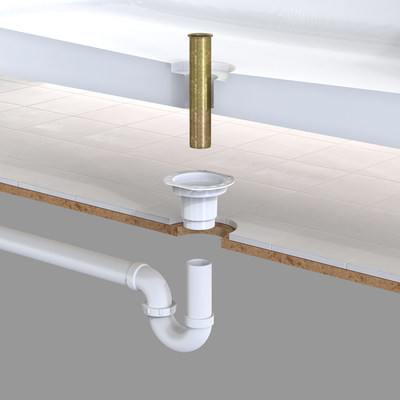 1916 Collection Universal Freestanding Tub Drain works with freestanding, island center or offset tubs. When installed at rough-in, it provides simple installation between the P-trap and tub – without needing access from below the floor.