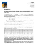 Filo Mining Reports 1,224m at 1.26% CuEq, Extends One of the High-Grade Breccias at Filo del Sol (CNW Group/Filo Mining Corp.)
