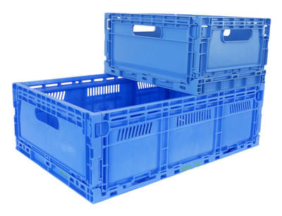 Tosca offers two sizes of reusable plastic crates for seafood.