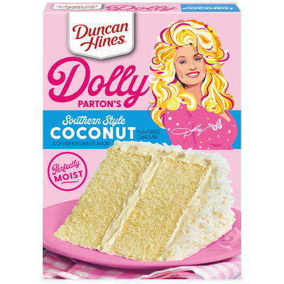 Duncan Hines Dolly Parton's Southern Style Coconut Flavored Cake Mix - available online in the limited-edition Dolly Parton's Baking Collection starting Jan. 26, 2022 and in stores beginning in March.