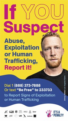 NFL Star Johnny Hekker advocates to end abuse and human trafficking during It's a Penalty's campaign ahead of LA Super Bowl LVI 2022.