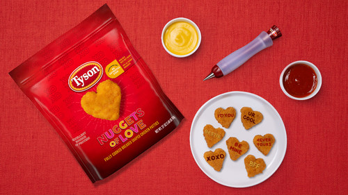 To help people say, “I love you” this Valentine’s Day, Tyson brand is providing a way to help write sweet (and savory!) notes on their nuggets.