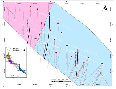 Figure 4: SB-2021-085, 087 and 090 cross section with vein intersections and grade. (CNW Group/Talisker Resources Ltd) Figure 4: SB-2021-085, 087 and 090 cross section with vein intersections and grade. (CNW Group/Talisker Resources Ltd)