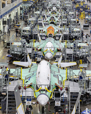 The Lockheed Martin F-35 Lightning II production line in Fort Worth, Texas, USA. 
Image credit: Lockheed Martin (photo by Alexander H Groves)