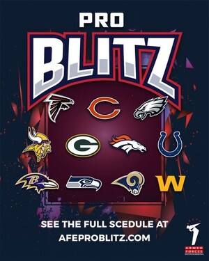 Notable National Football League Players, Cheerleaders and Mascots Visit U.S. Military Sites Around the Globe Beginning in February as Part of Armed Forces Entertainment's PRO BLITZ TOUR 2022