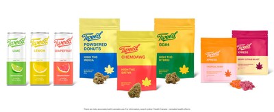 Refreshed and expanded Tweed product lineup includes new flower strains, 2.5mg THC-infused sparkling waters and 2mg THC-infused XPRESS gummies. (CNW Group/Canopy Growth Corporation)