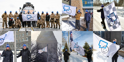 Flag raisings around the county on Bell Lets Talk Day (CNW Group/Bell Canada)