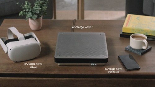 The Emerge Home system consists of three components: the Emerge Wave-1 device, the Emerge Home social virtual experience, and the Emerge Home mobile app.