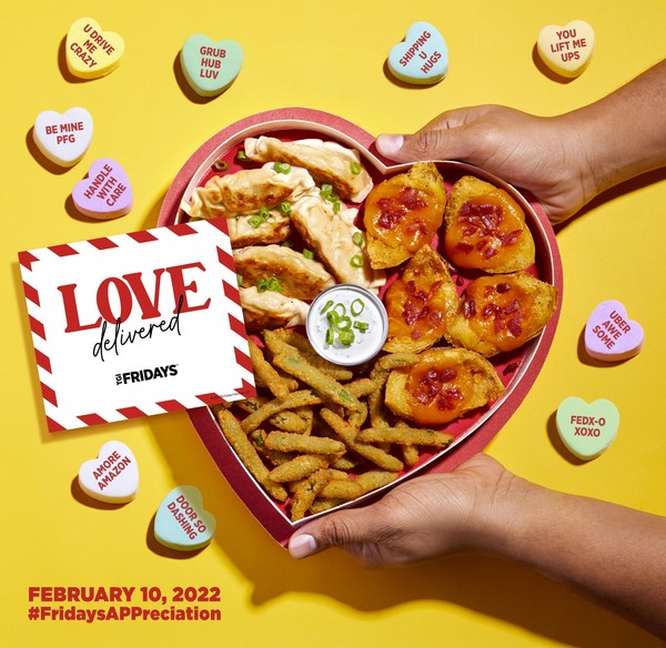 Fridays will give a free appetizer to delivery drivers on February 10 just to say, “thanks for the hard work”