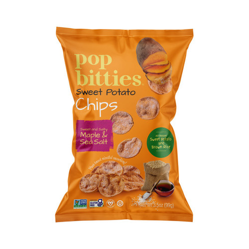 Mark's Mindful Munchies today announces the launch of Pop Bitties Maple & Sea Salt Sweet Potato Chips. Pop Bitties Sweet Potato Chips are crunchy, better-for-you air-popped chips that showcase the naturally rich taste of sweet potatoes and the wonderfully earthy flavor of brown rice.