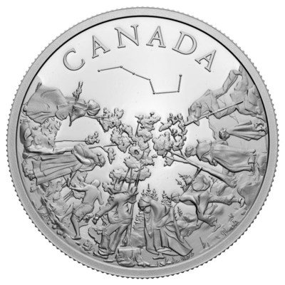Moneda $20 en plata fina de la Real Casa de la Moneda de Canadá conmemora la historia afrodescendiente: el Ferrocarril subterráneo (CNW Group/Royal Canadian Mint)