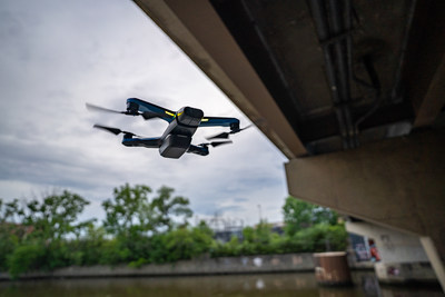 Helios Visions aerial drone infrastructure inspection. Drone being used to inspect bridge infrastructure.