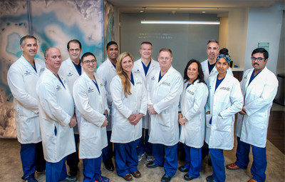 Englewood Health TAVR team members, pictured from left to right: Front Row - Adam Arnofsky, MD, Aron Schwarcz, MD, Molly Schultheis, MD, Robert Ferrante, MD, Denise Goldstein, APN, Raena Kidangan, APN, and Omar Hasan, MD. Back Row: Ramin Hastings, MD, Richard Goldweit, MD, Michael Benz, MD, Lance Kovar MD, and Joseph De Gregorio, MD.