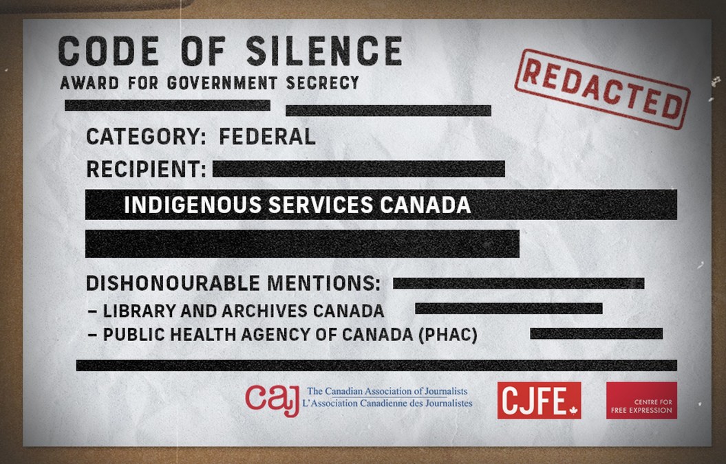 Indigenous Services Canada headlines trifecta of federal departments 'winning' at obstructing release of information - Vimarsana News