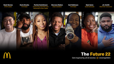 Today, McDonald's launched Future 22, a new creative campaign that celebrates the work of 22 young, gifted and Black leaders whose passion and talent are creating meaningful change in communities across the country. Starting Feb. 1, McDonald's will introduce the first seven Future 22 gamechangers, including: Nasir Barnes, Kevin Brooks, Parisia Hutchinson, Marveon Mabon, Earl Robinson, Nyla Sams and J.C. Smith.