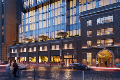 MADISON GROUP REVEALS NEW CONSTRUCTION UPDATES FOR FULLY INTEGRATED NOBU RESIDENCES WITH FIRST GLIMPSE OF THE 'HISTORIC FAÇADE' AND ENTRANCE (CNW Group/Madison Group)