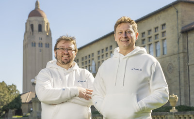 Tomi.ai’s Dmitry Popov, Co-founder and Head of Growth (left), and Konstantin Bayandin, Founder and CEO (right) visiting their alma mater at Stanford University in Stanford, California