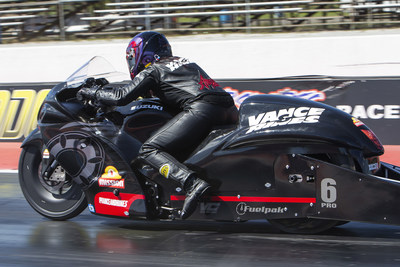 Vance & Hines team member Angelle Sampey campaigned a Vance & Hines-built Suzuki during the 2021 NHRA Pro Stock Motorcycle series.