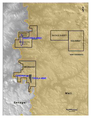 B2Gold West Mali Tenements Map (CNW Group/B2Gold Corp.)