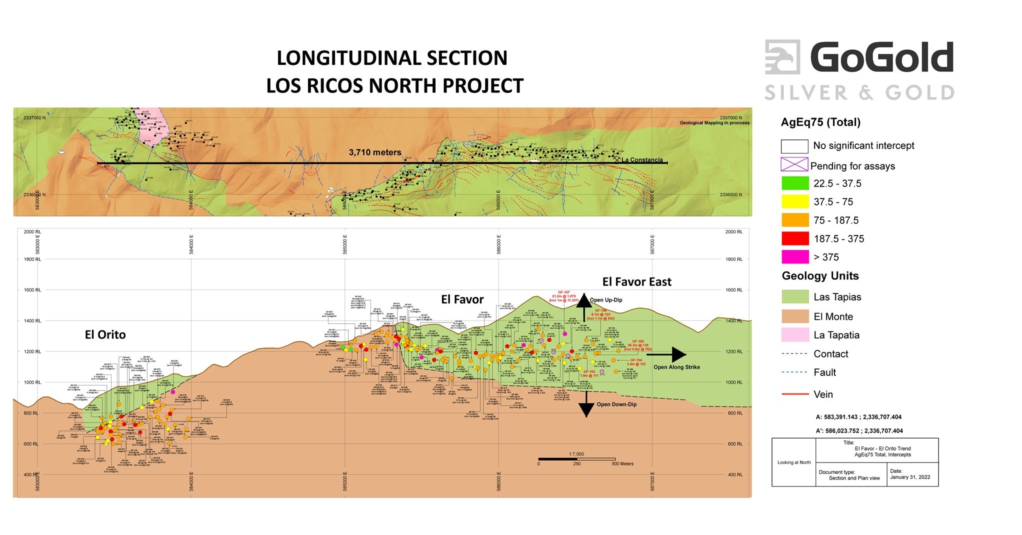 GoGold Announces Highest Grade Drill Intercept To Date at El Favor East in Los Ricos North