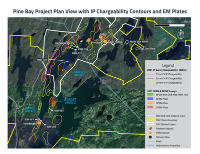 Pine Bay Project Plan View with IP and SPEM, February 2022 (CNW Group/Callinex Mines Inc.)